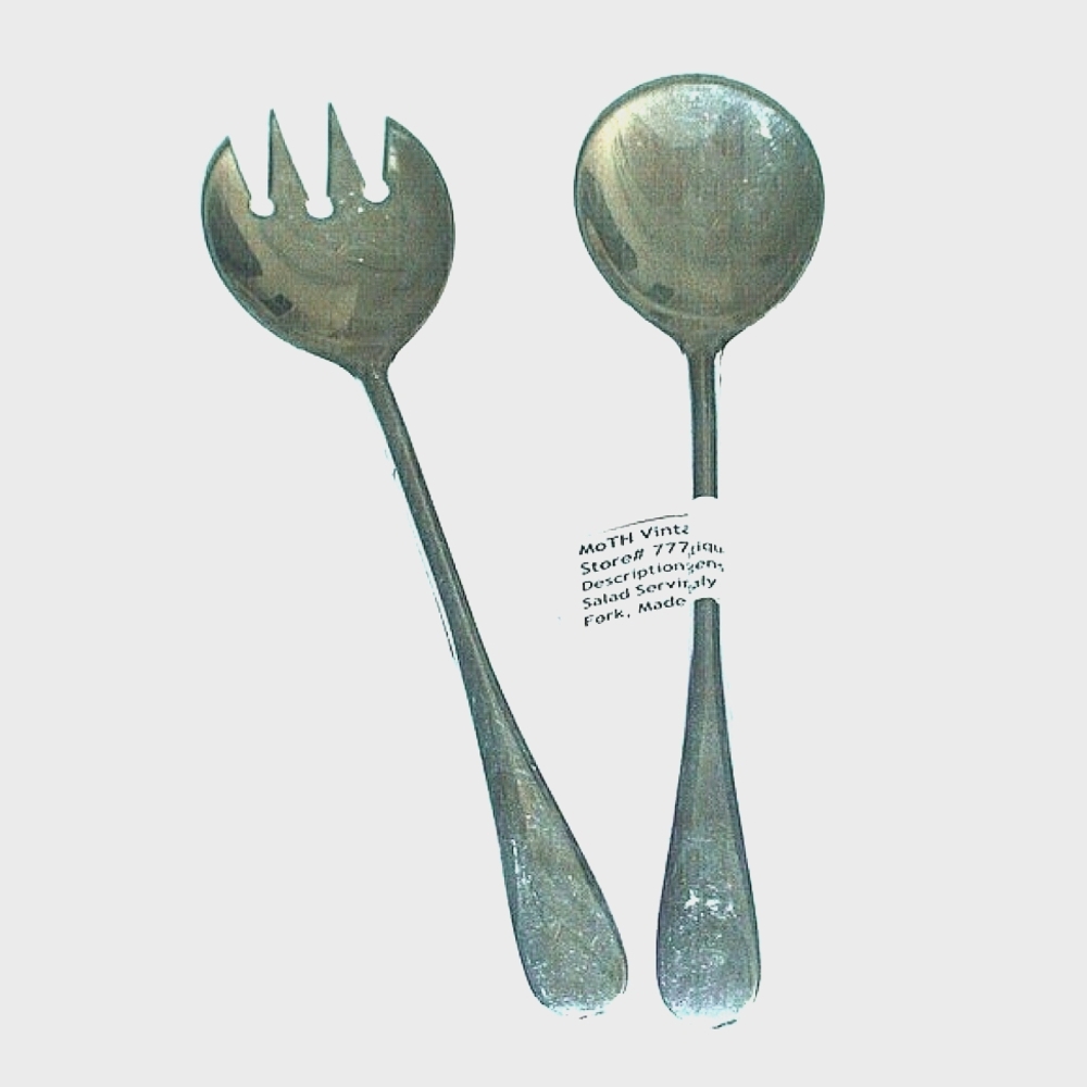 Silver Serving Fork and Spoon Mid Century Antique Silver Collectibles
